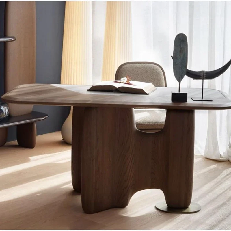 

Desk Retro Simple Modern Arc Book European Walnut Desk