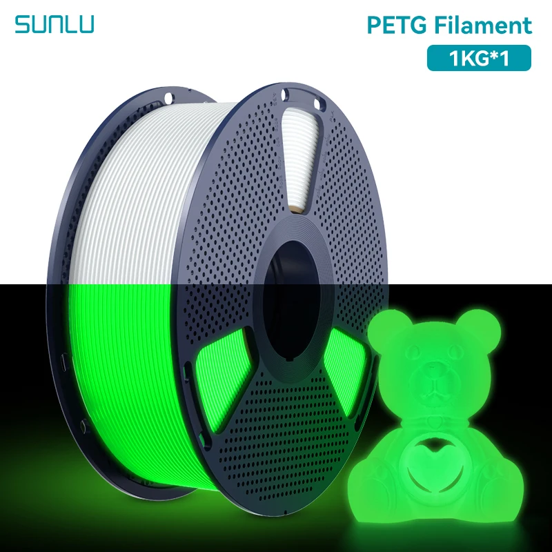SUNLU Leuchtendes PETG 3D-Filament 1,75mm Hohe Helligkeit Langzeit-Leuchteffekt PETG für die Meisten FDM 3D-Drucker 1KG Spule