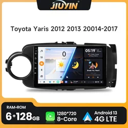 JIUYIN Car Radio Multimedia Player  Android 13 For Toyota Yaris 2012 2013 2014 2015 2016 2017 Auto Wireless Carplay DSP 2Din