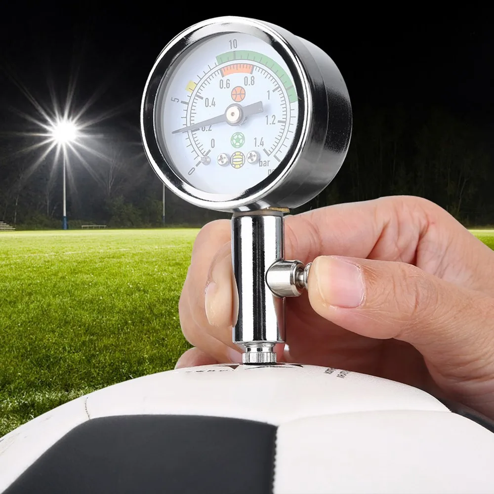 

Football Supplies Dual Scale Air Pressure Gauge Metal Professional Accurate Ball Pressure Gauge Barometer Tool Volleyball
