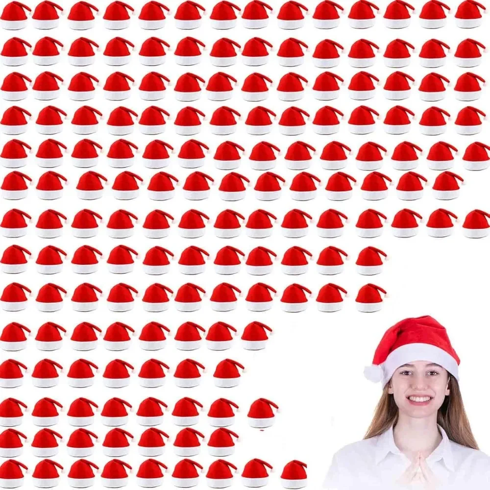 

Adult Bulk Plus Size Santa Hats - 108 Pack Holiday Party Supplies | Soft Felt Unisex Thickened Universal Fit Hats
