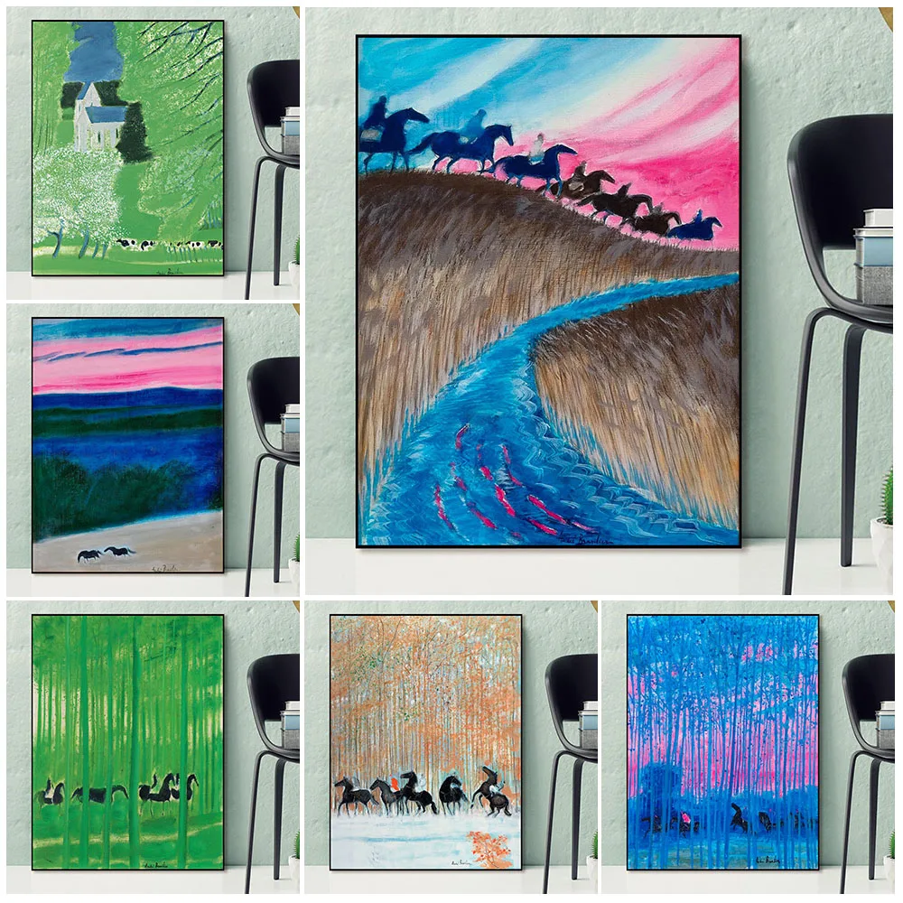 

Galloping Horses Poster And Prints Rural Scenery Four Seasons Forest Wall Art Canvas Painting For Livingroom Bedroom Home Decor