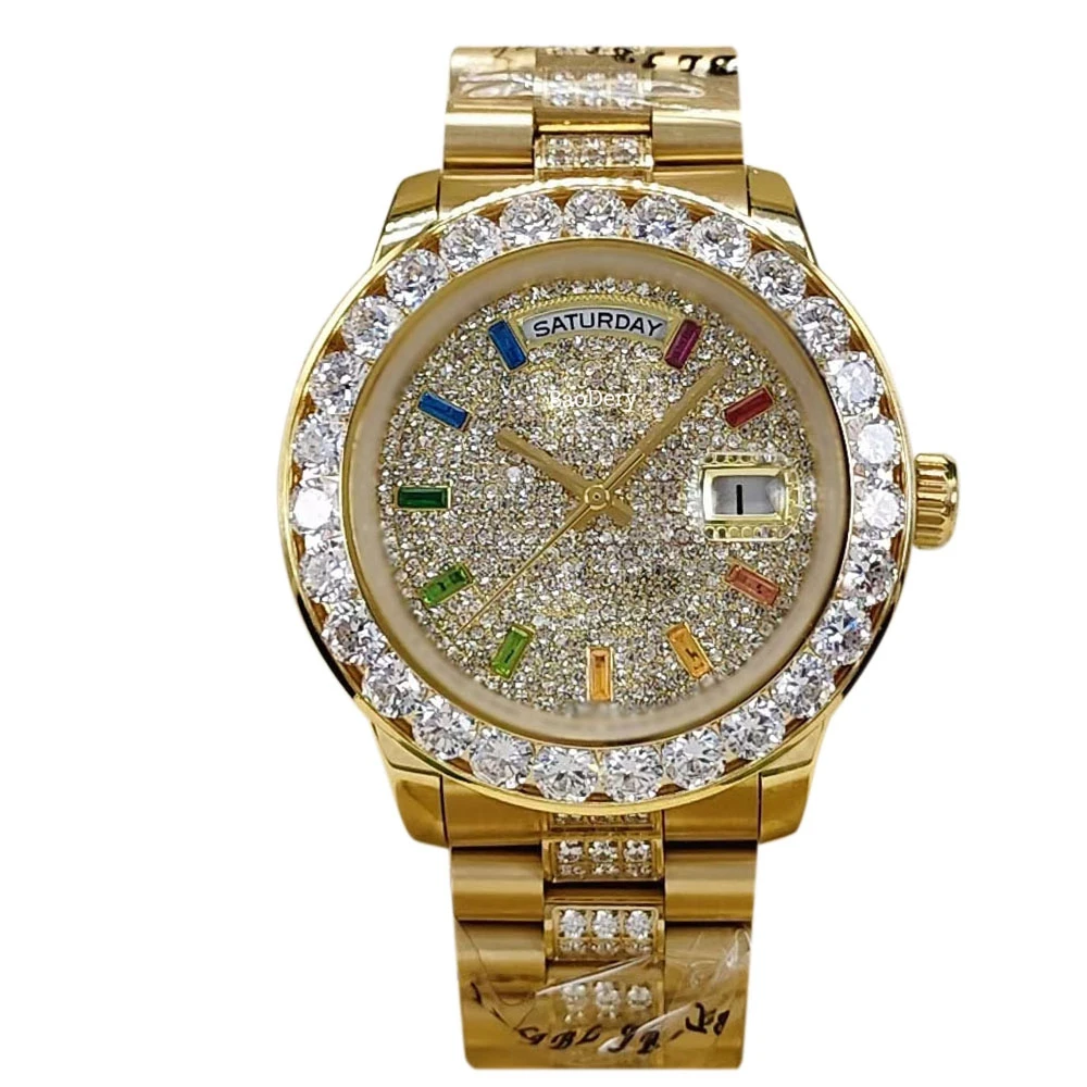 40mm Men\'s Mechanical Watch  Luxurious  Diamond Men\'s Watches – Ideal for Business or Casual Wear, Unique Gifts for Men Unique