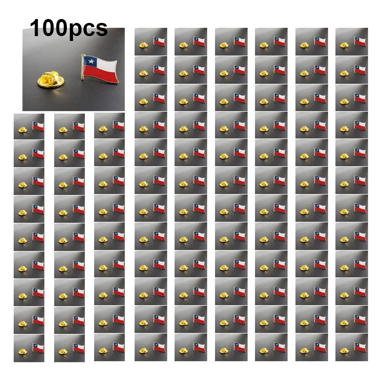 10/50/100pcs A Lot Chile Flag Lapel Pin Flag Badge Brooch Pins Badges