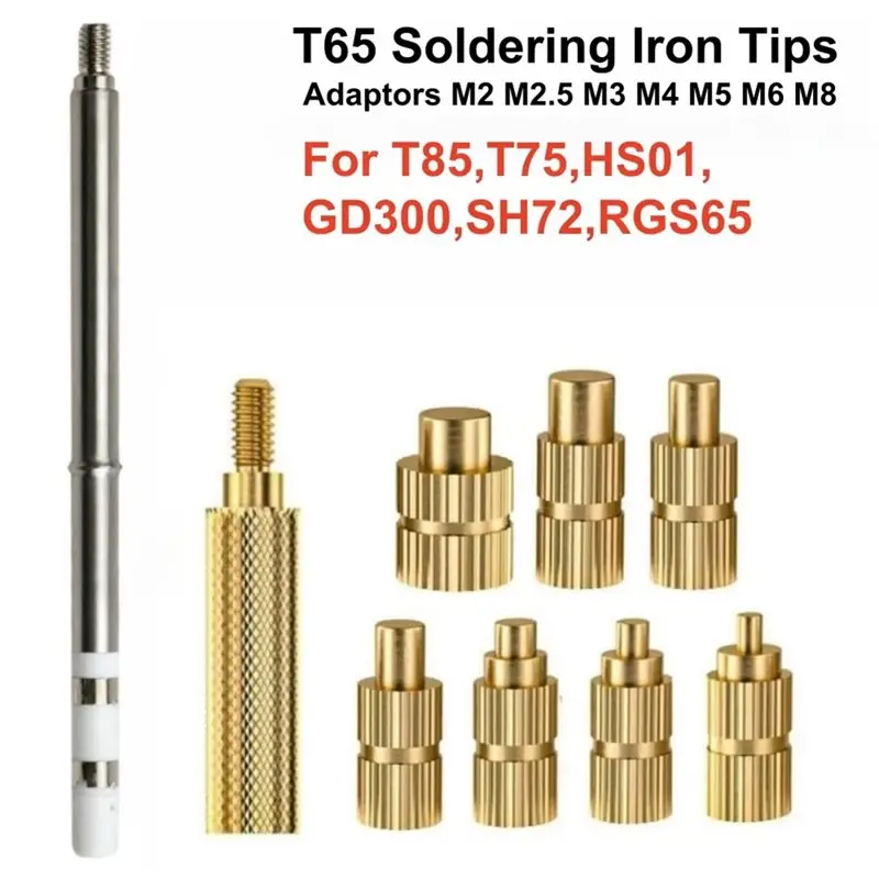 WCS-T65 Soldering Iron Tip Heat Insertion Kit M2-M8 Adapter Nut For T85 T75 HS01 GD300 SH72 RGS65 3D Printing Accessories Adapto