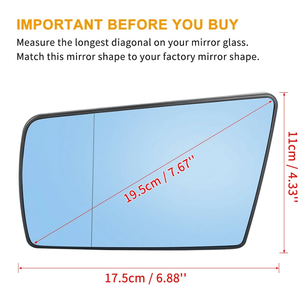 Left Side Side Wing Mirror Glass Heated with Backing Plate for Mercedes-Benz C W202 E W210 S W140 1994-2000