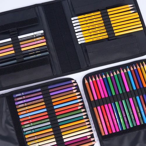 Imagen 2 del producto Estuche para lápices de mano de 200 agujeros de alta calidad, lápices de dibujo coloridos, bolsa de almacenamiento de papelería para artistas y estudiantes