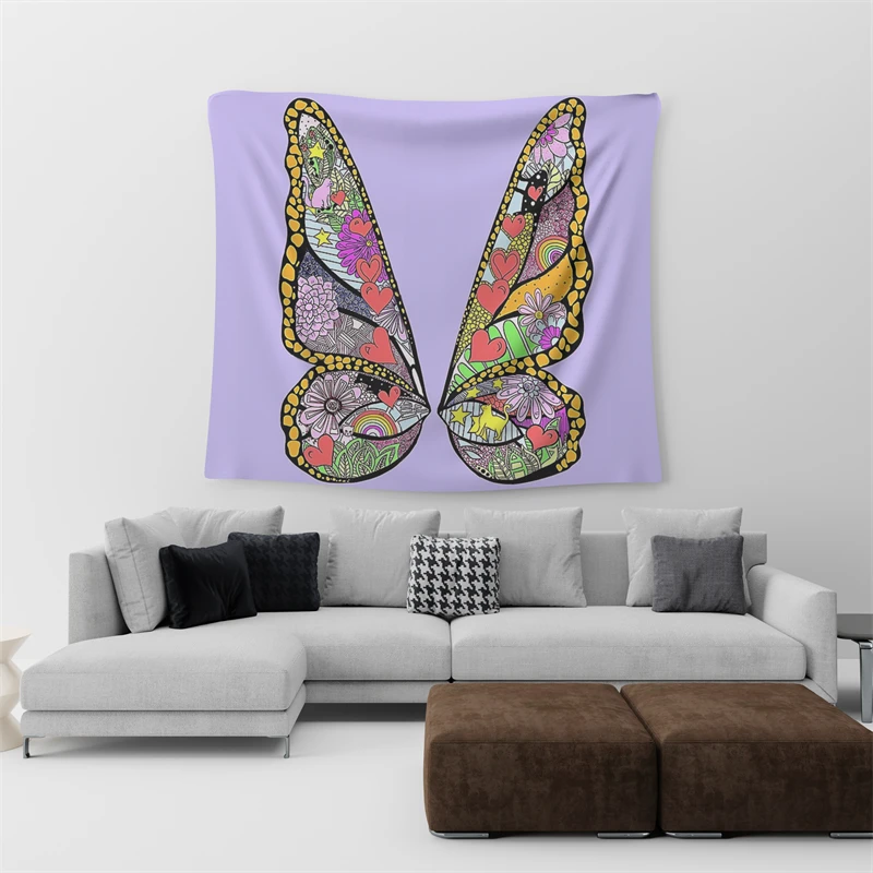 Gaslight Gatekeep Girlboss Butterfly Mural Nashville Tapestry Wall Hanging Art for Bedroom Living Room Decor College Dorm Party