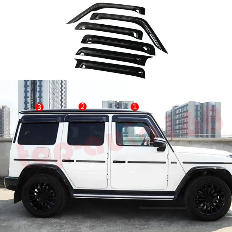 Black Window Visor Vent Shades Sun Rain Guard For Mercedes-Benz G-Class 2019-23