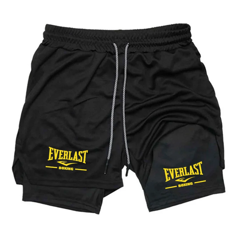 Men's Double-Layer Casual Sports Pants Breathable Running Training Shorts Comfortable Exercise Physical Fitness