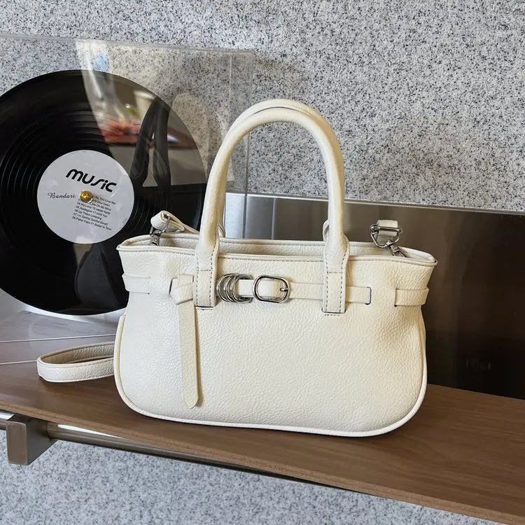 

2026 New Pastel Color Lychee Leather Handbag for Women Belt Metal Buckle Versatile -Way Shoulder Crossbody Bag