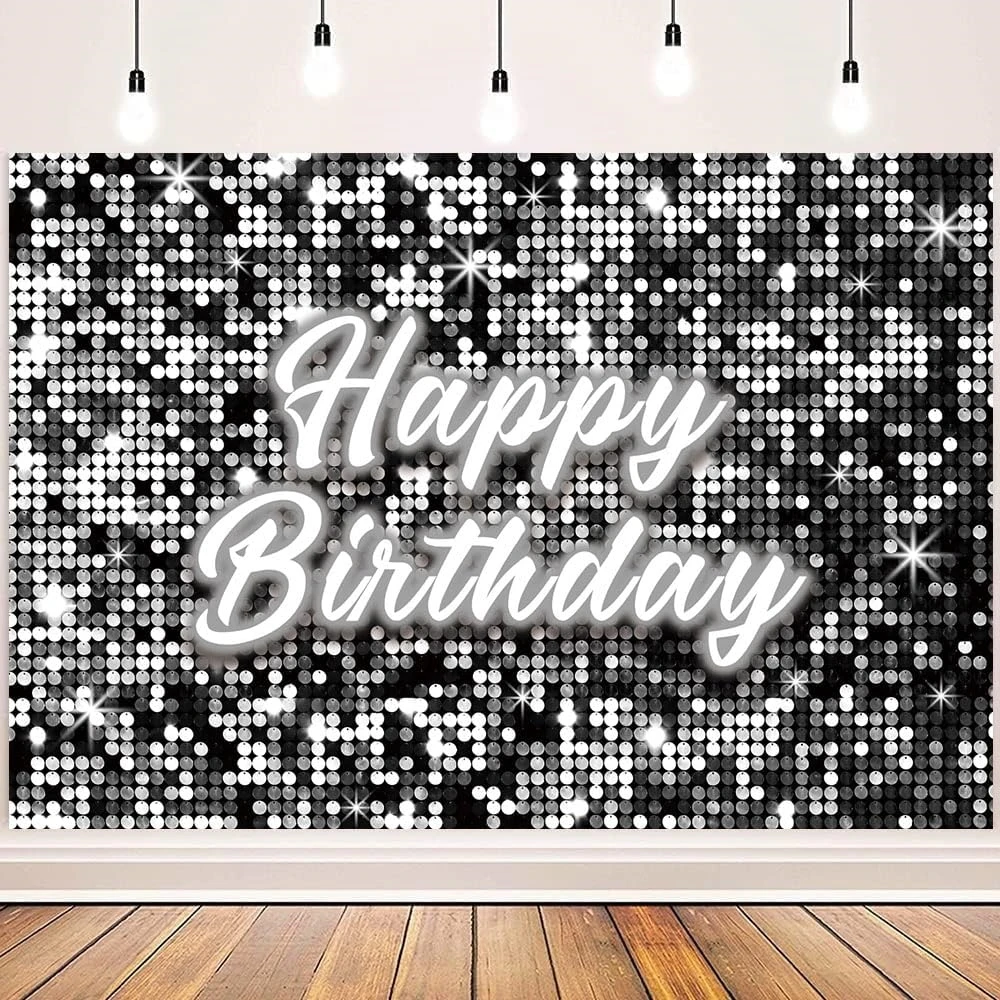 

Black Silver Glitter Disco Sparkle Sequins backdrops computer print party supplies Photography Studio Backgrounds