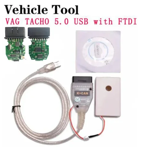 USB-интерфейс VAG TACHO 5,0, последняя версия, зеленая печатная плата FTDI FT245RL для автомобилей Audi/VW/Skoda/Seat 12 В, VAG TACHO USB5.0