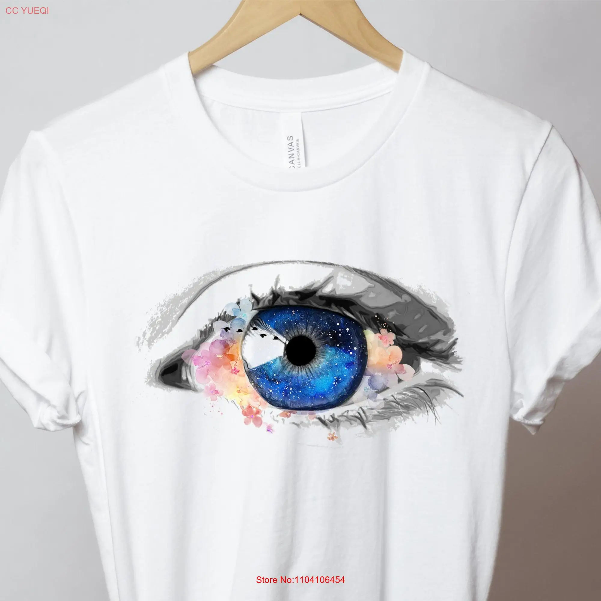 Watercolor Eye T Shirt for Her Eyeball Pretty Colorful Bella and Canvas long or short sleeves