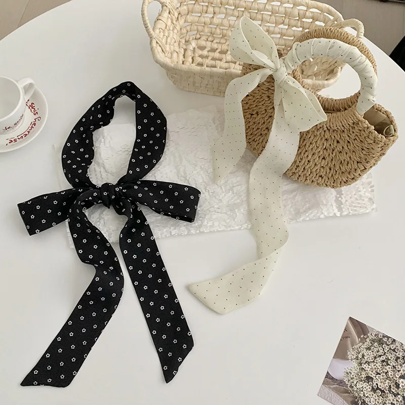 Scarf Long Polka Dot Lightweight Premium Bag Wrap Ribbon Neck Tie Belt Versatile Daily Elegant Accessory Women