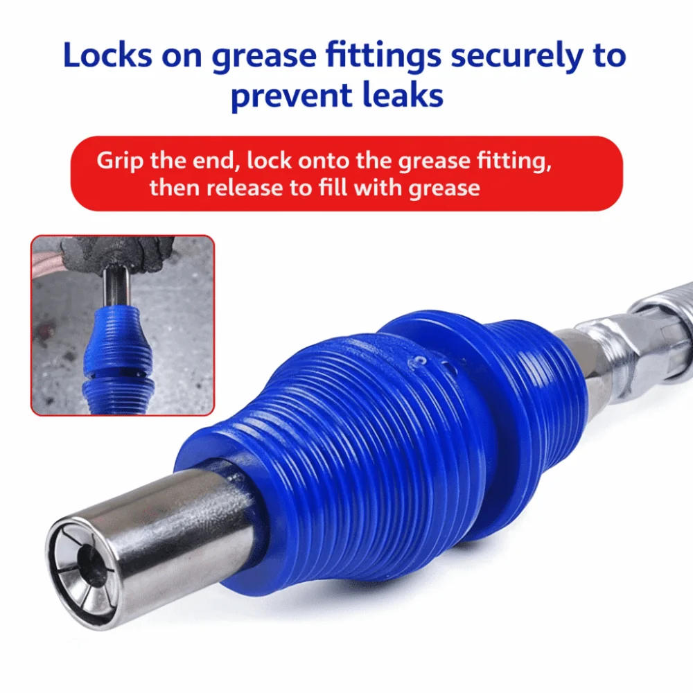 Heavy Duty Grease Nozzles Self-Locking Universal Grease Coupler with Lock Clamp Flat Head High Pressure Locking Pliers