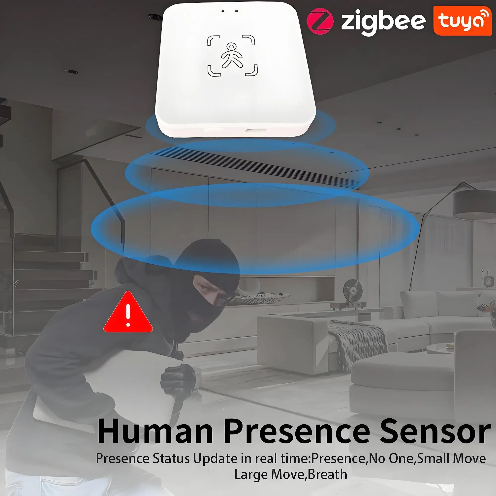 2-IN-1 Tuya WiFi/Zigbee Human Presence Sensor 24G/5.8G MmWave Radar Detector Luminance/Distance Detection Sensor For Smart Home