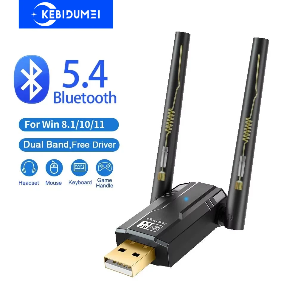

150m Bluetooth 5.4 Adapter USB Dongle 5.3 Wireless Music Audio Receiver Transmitter for PC Laptop Wireless Mouse Keyboard