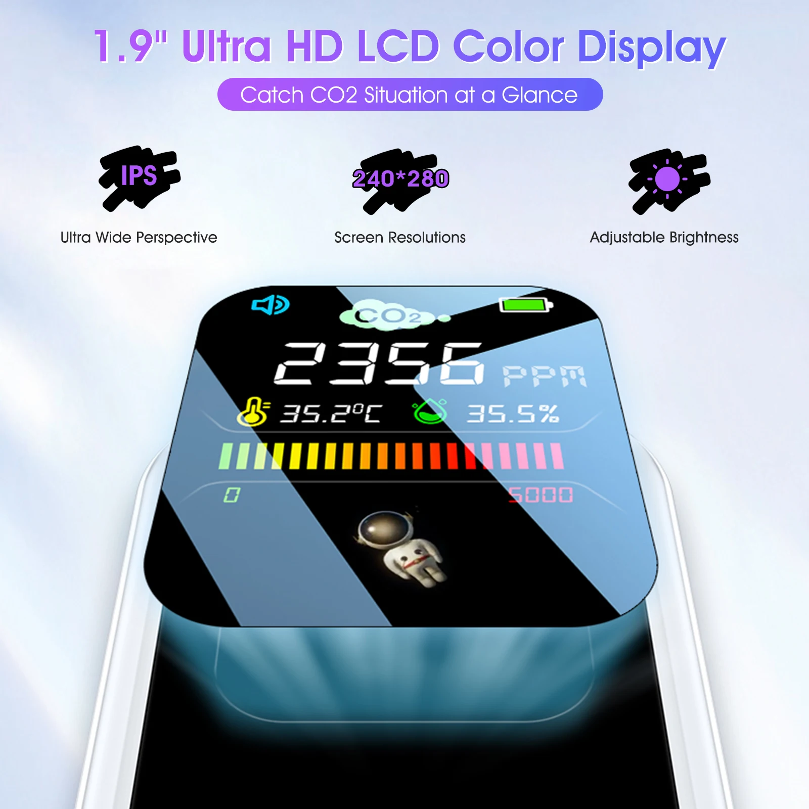 

LIMITED DISCOUNT CO2 Detector Monitor Meter Multi-Function Air Quality Carbon Dioxide Detector Portable Temperature and Humidity