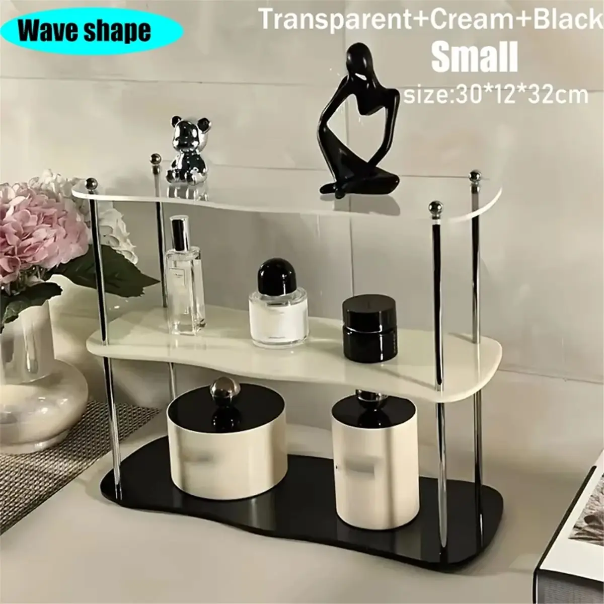 Storage Rack Desktop Organizer Perfume Jewelry and Cups Display Stand 3 Layers Removable Decorative Shelf A