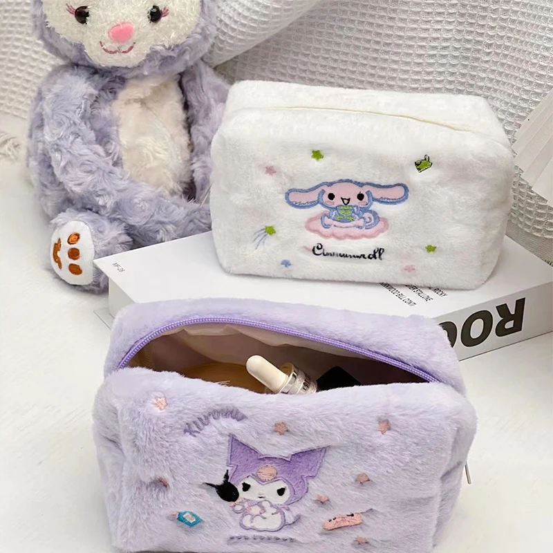 Sanrio tas kosmetik mewah Kuromi tas Makeup Cinnamoroll kapasitas besar tempat penyimpanan kotak pensil lucu anak-anak sekolah pasokan hadiah Kawaii