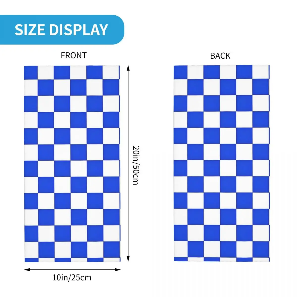 Checkerboard Check Checkered Pattern In Royal Blue And White Bandana Neck Gaiter Balaclavas Wrap Scarf Running for Men Women