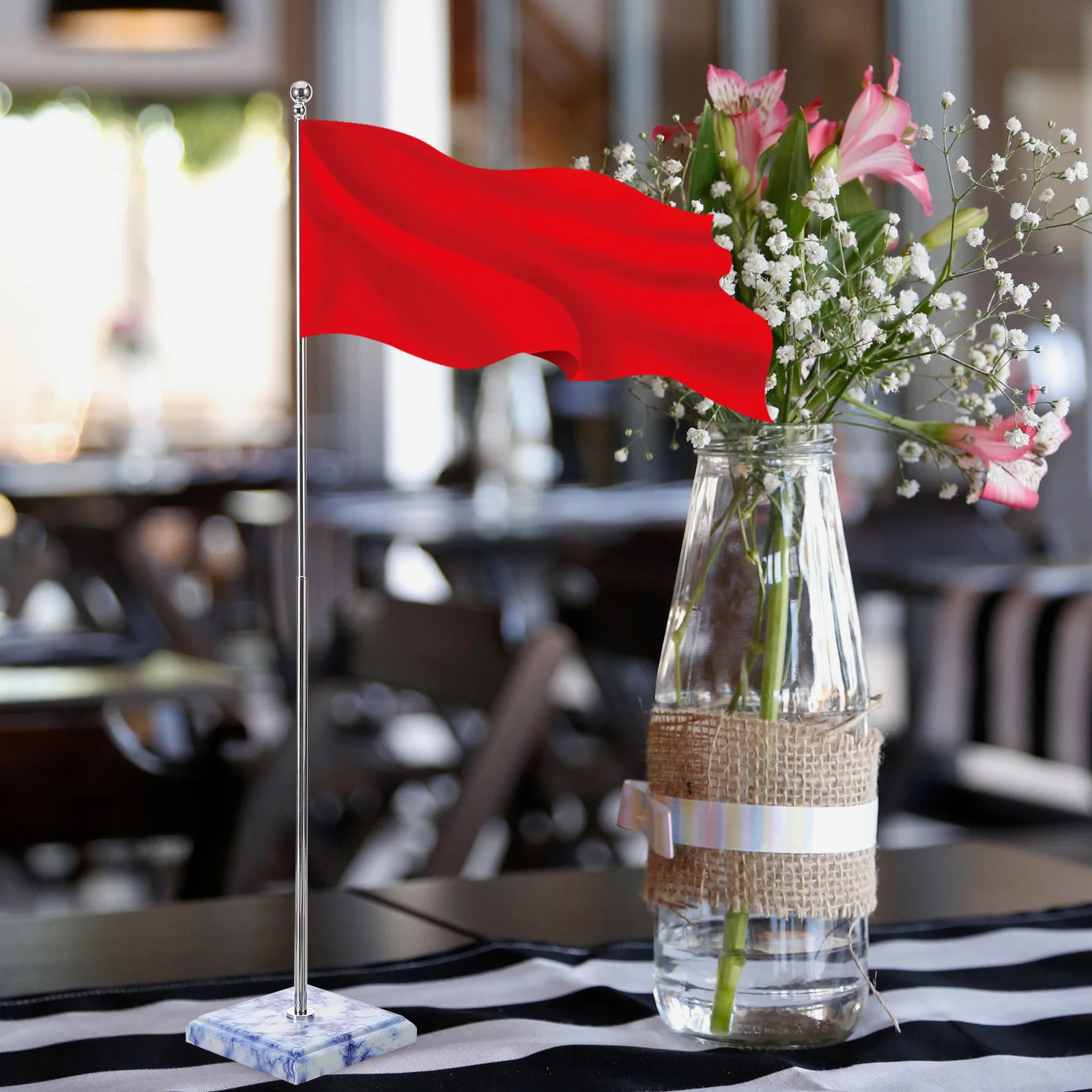 Desktop Flagpole Metal Stable Base Table Flag Stand Easy Install Stable Flag Fixator for Office Home Party Desktop Flagpole