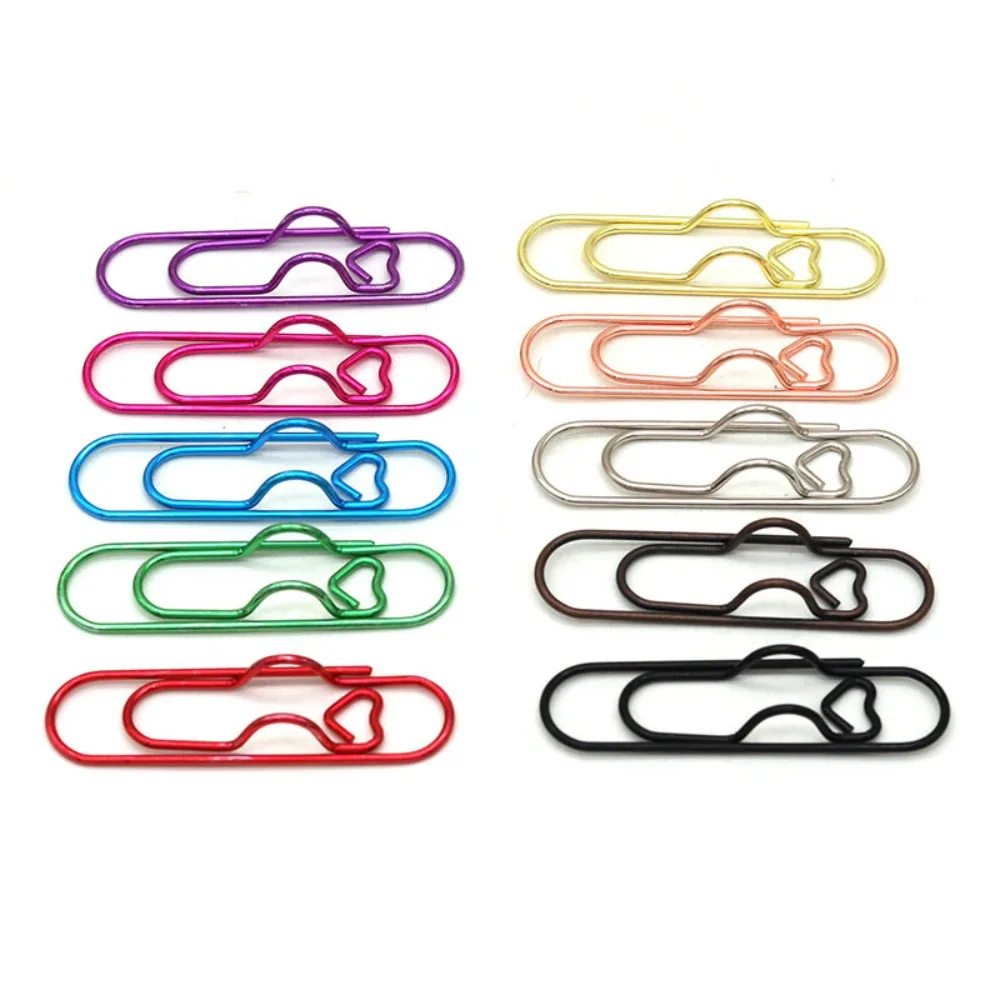10pcs Colorful Multi-functional Pen Holder Paper Fix Clips Ticket Clip Paper Clips Document Clips Photo Memo Bookmarks Metal