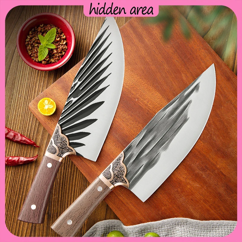 Longquan Hand-Forged Butcher Knife, Chef's Kitchen Knife, Sharp Slice, Domestic, Pork, Small Portable Kitchen Knife