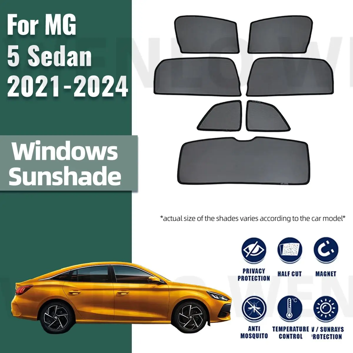 

For MG 5 MG5 sedan 2021 2022 2023 2024 Magnetic Car Sunshade Shield Front Windshield Frame Curtain Rear Side Window Sun Shade