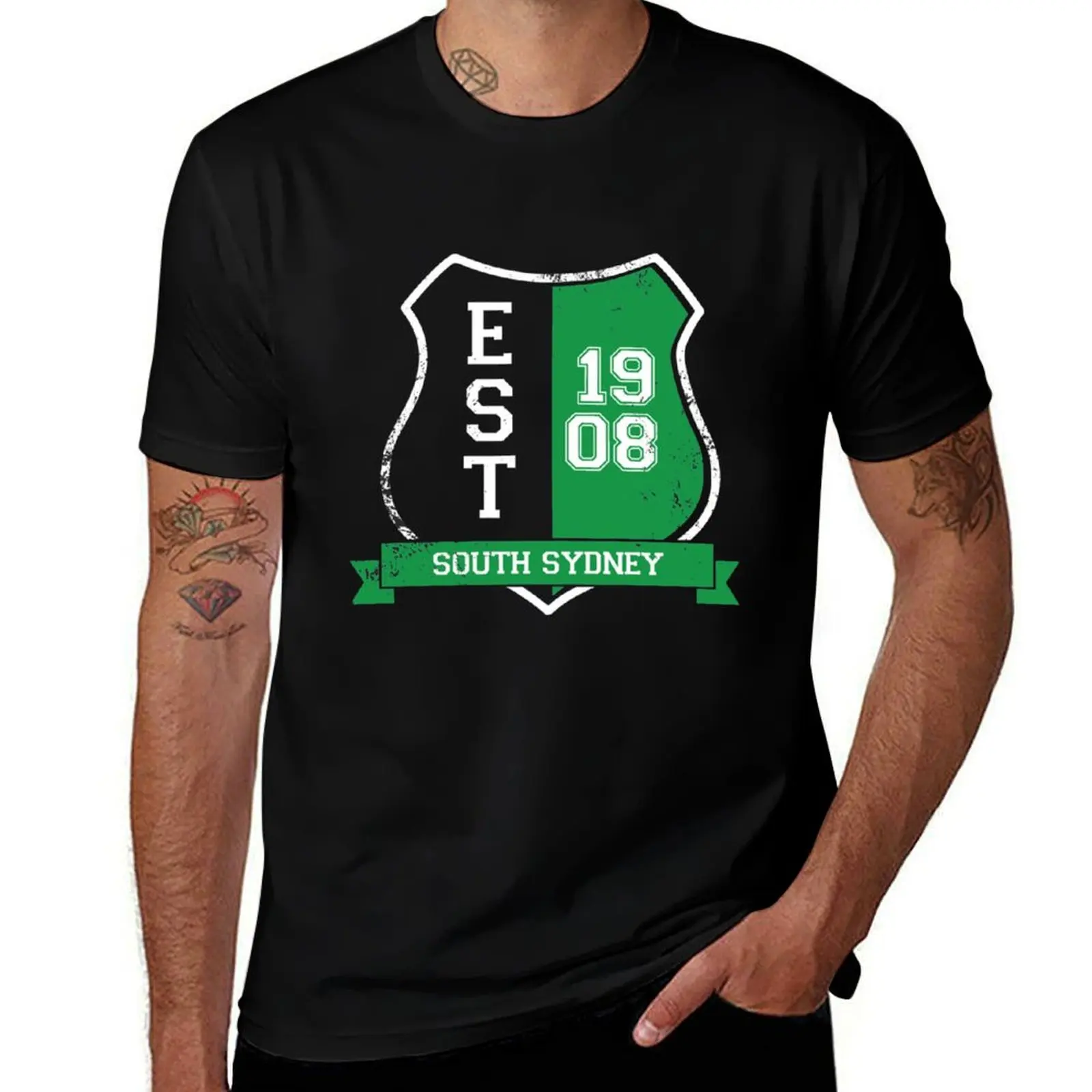 

South Sydney Rugby League Established Shield Essential T-Shirt oversize t-shirts man Funny t-shirts mens big and tall t shirts