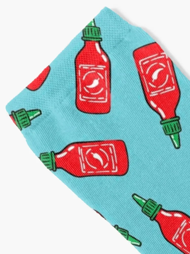 Sriracha sauce - blue - hot chili sauce Socks Men's Climbing bright garter Socks For Men Women's