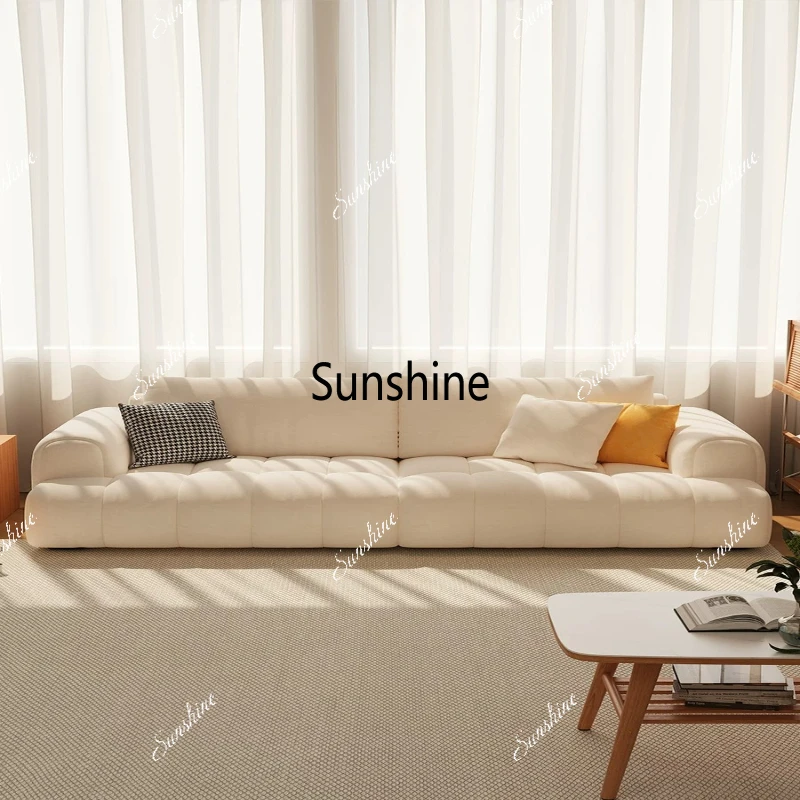 

Fabric sofa cat scratching cloth French cream style living room modern and simple