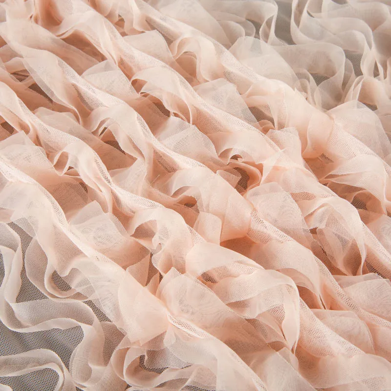 

New 3D wave floral mesh fabric for wedding dresses, women's children's clothing, home decor, designer fabrics