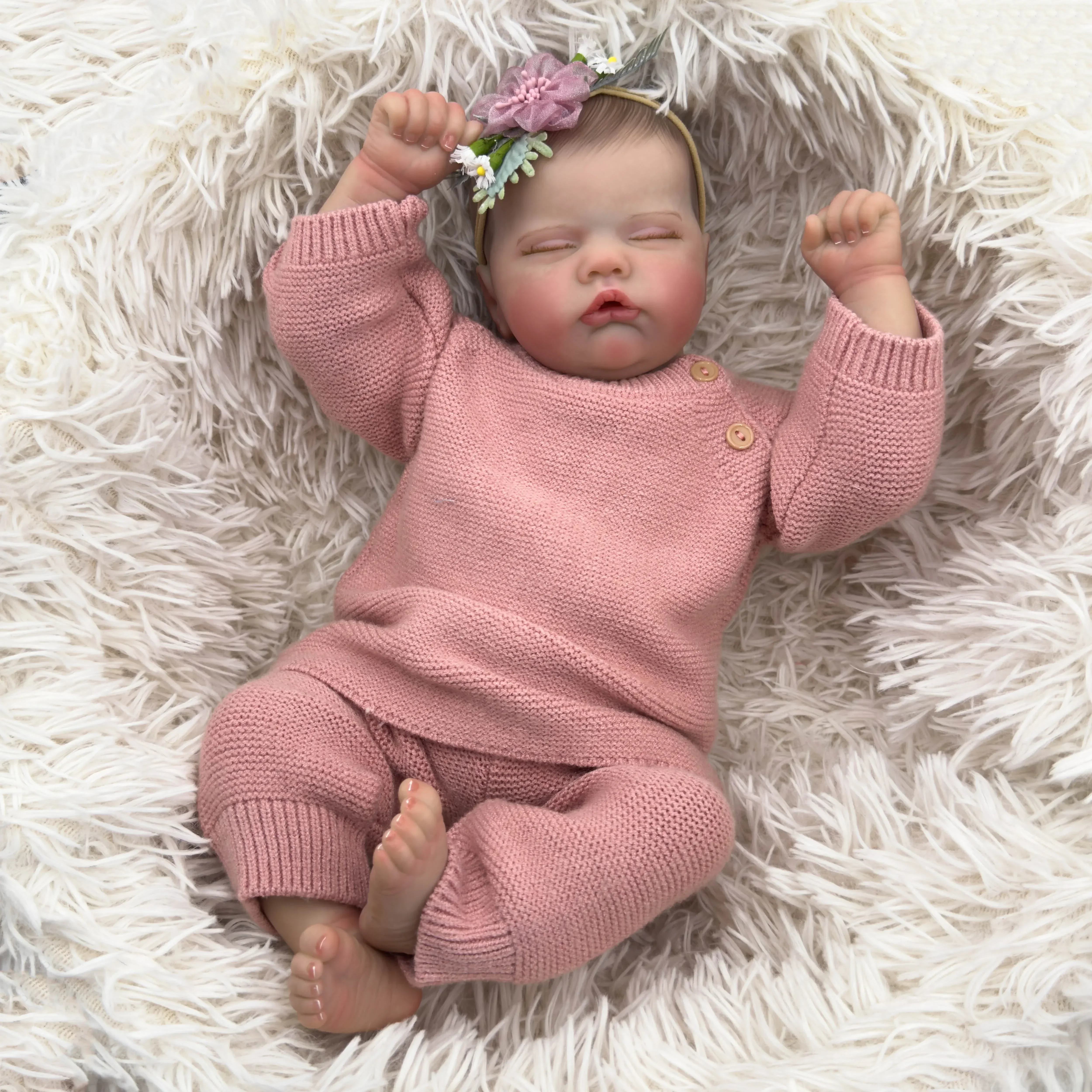 19inch Quinbee Reborn Baby Doll Newborn Baby Size Real Picture Handmade 3D Skin Painted Hair Visible Veins