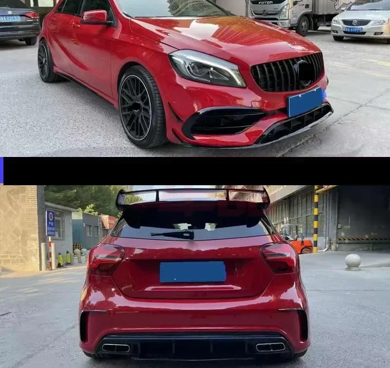 Car Front Bumper surround Body kit Front Lip Spoiler Side skirt for Mercedes Benz A-class modified a45 w176 a180 a200 a260 AMG