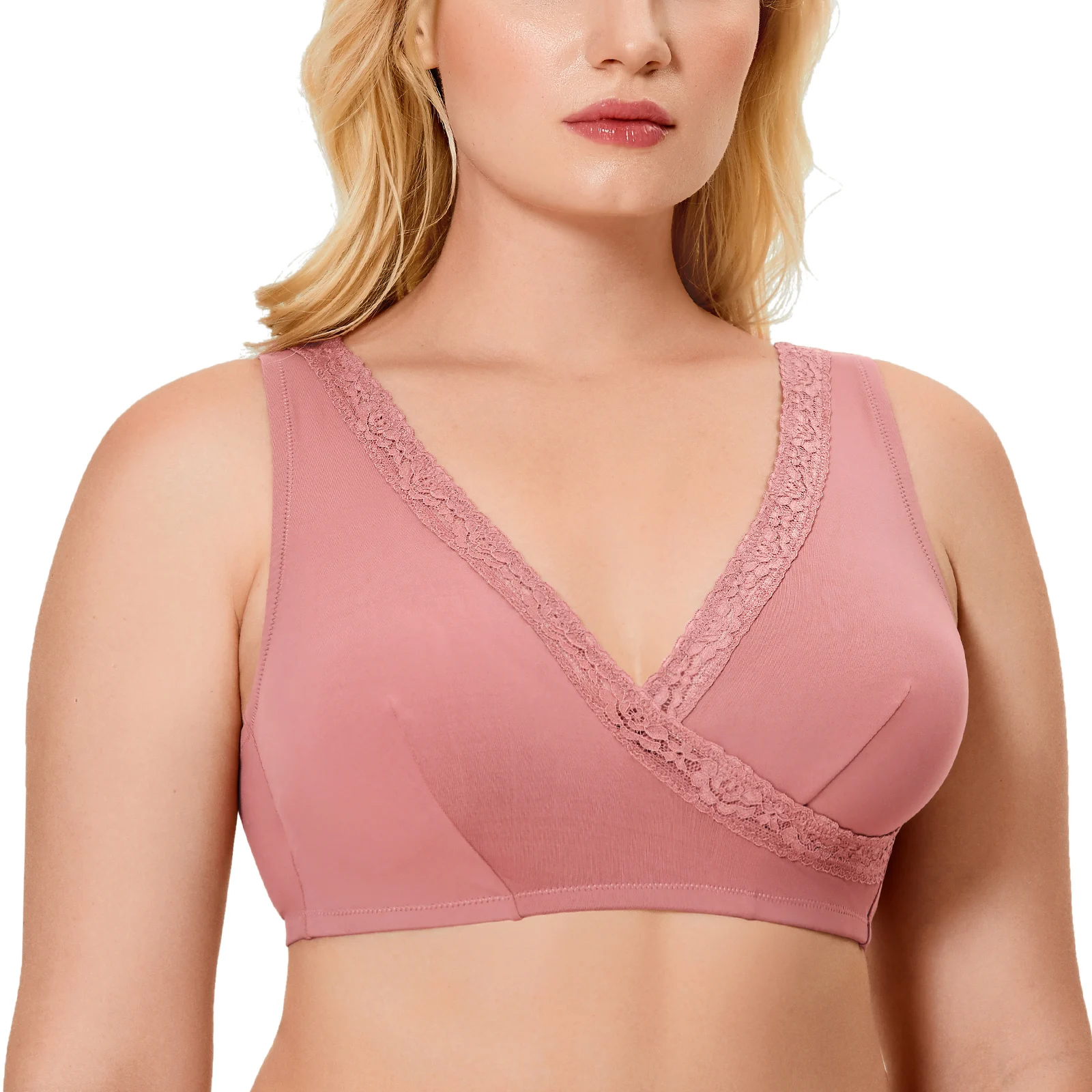 Women\'s Soft Cup No Padded Wirefree Sleep Comfort Support Plus Size Lace Bra