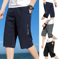 Men's Seven-minute Trousers Summer Sports Casual Shorts Pants Thin Section Straight Loose Seaside Beach Holiday