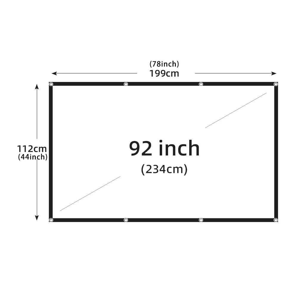 Other 60–200 Zoll tragbare faltbare Projektor-Leinwand, hohe Dichte, weiß, weniger Falten, weiche Projektionswand, 16:9 für drinnen und draußen 10