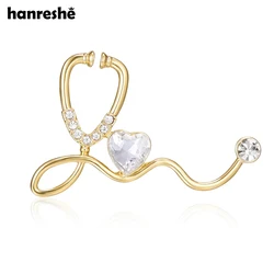 Hanreshe Love and Stethoscope Pin Unique Medical Charm Crystal Brooch Lapel Badge for Doctor Nurse Medicine Lover