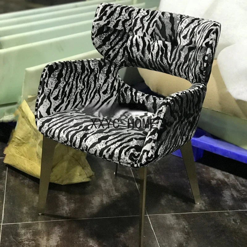 Leather Dining Chair Modern Simple Home Dining Table and Chair with Armrest