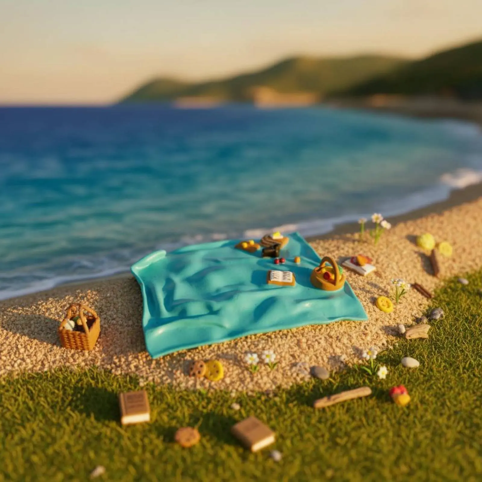 Miniature Camping Set Detailed Camping Miniature Scene Set Miniature Beach Mat Realistic Dollhouse Accessory Desktop Display - view 3