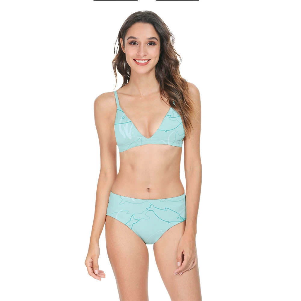 SOJINM-Bikinis de cintura alta para mujer, traje de baño con cuello Sexy Halter, conjunto de Bikini femenino, traje de baño estampado, Bikini de verano 2022