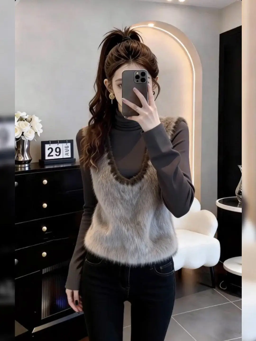 

plus Size Women's Svel Vest Commuter Sle Spring New Lazy High-End Versatile Age-Defng Top for Young Girls