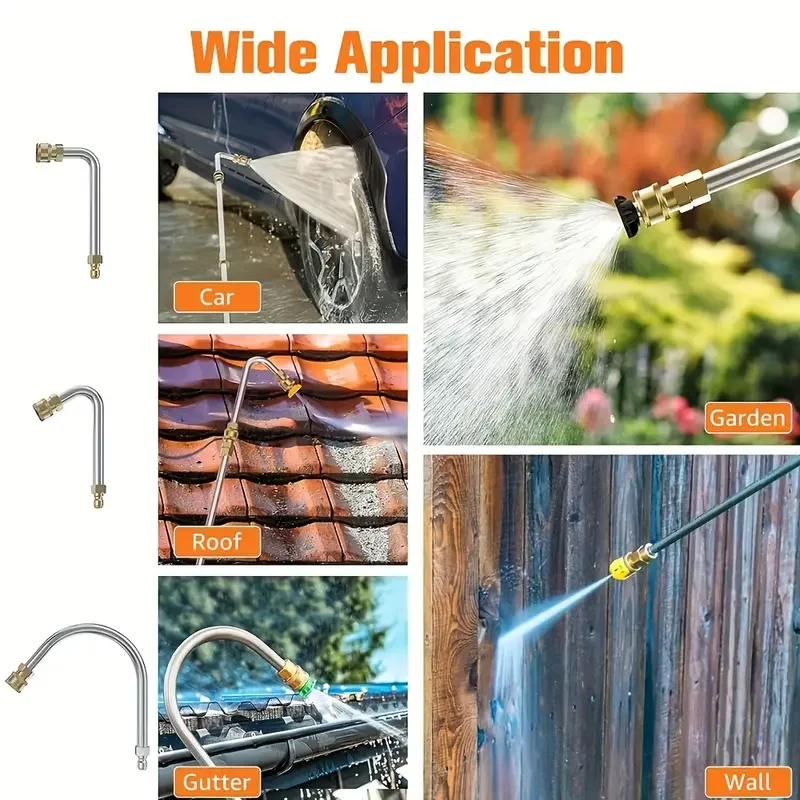 3 Stück Hochleistungs-Verlängerungsdüsen für Hochdruckreiniger - 25 ° /90 ° U-Bogen mit 1/4-Zoll Schnellanschluss für Auto- und Außenreinigung – Detail 6
