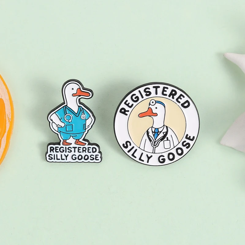 Funny Goose Enamel Pins Cute Goose Brooches Silly Goose Lapel Badges Clothing Accessory Gift for Animal Lovers