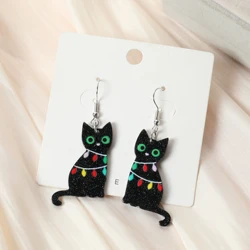 1Pair Christmas Women Drop Earrings Creative Acrylic Cat Jewelry For Gift Festival Crafts