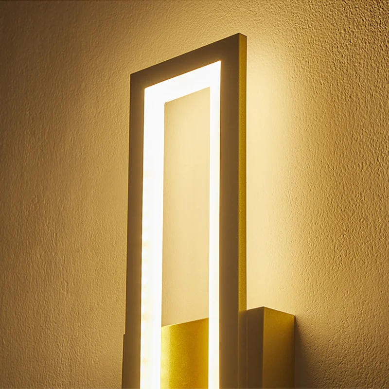 وحدة إضاءة LED جداريّة مصباح الحديثة الحد الأدنى الجدار ضوء الاكريليك ثلاثي الألوان عكس الضوء 16 واط التلفزيون خلفية غرفة نوم السرير الدرج ديكور المنزل