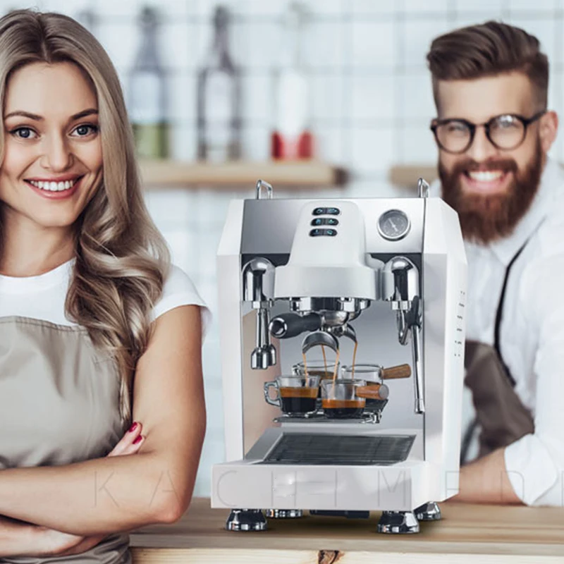 CRM3129 상업용 이탈리아 반자동 커피 머신, 4 홀 스팀 우유 양조 가정용 우유 티 숍 코퍼 메이커