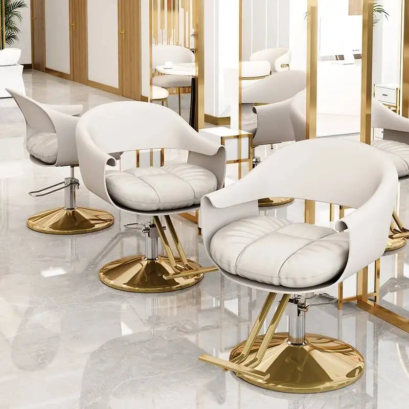 

Salon Hair Gold Barber Special Chairs Barbershop Cutting Modern Style Swivel Liftable Lift Chair Hairdressing Taburete Furniture